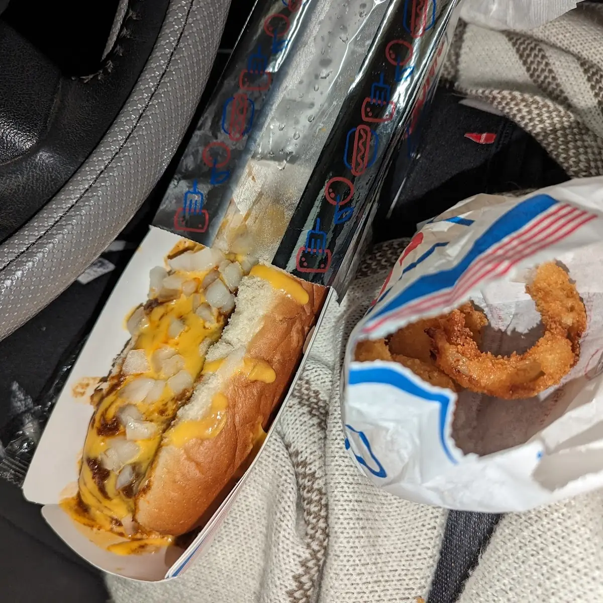 Jr Coney Dog and Onion Rings