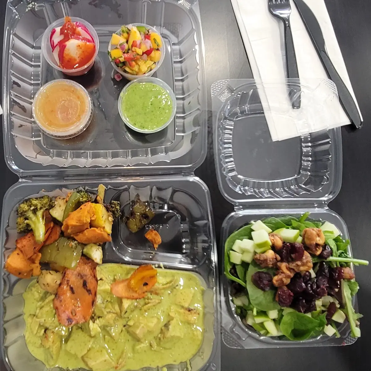 Grilled Veggies Cilantro Chicken Cranberry Apple Spinach Salad
