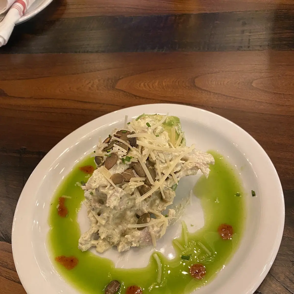 Poblano Ranch Chicken Salad Stuffed Avocado