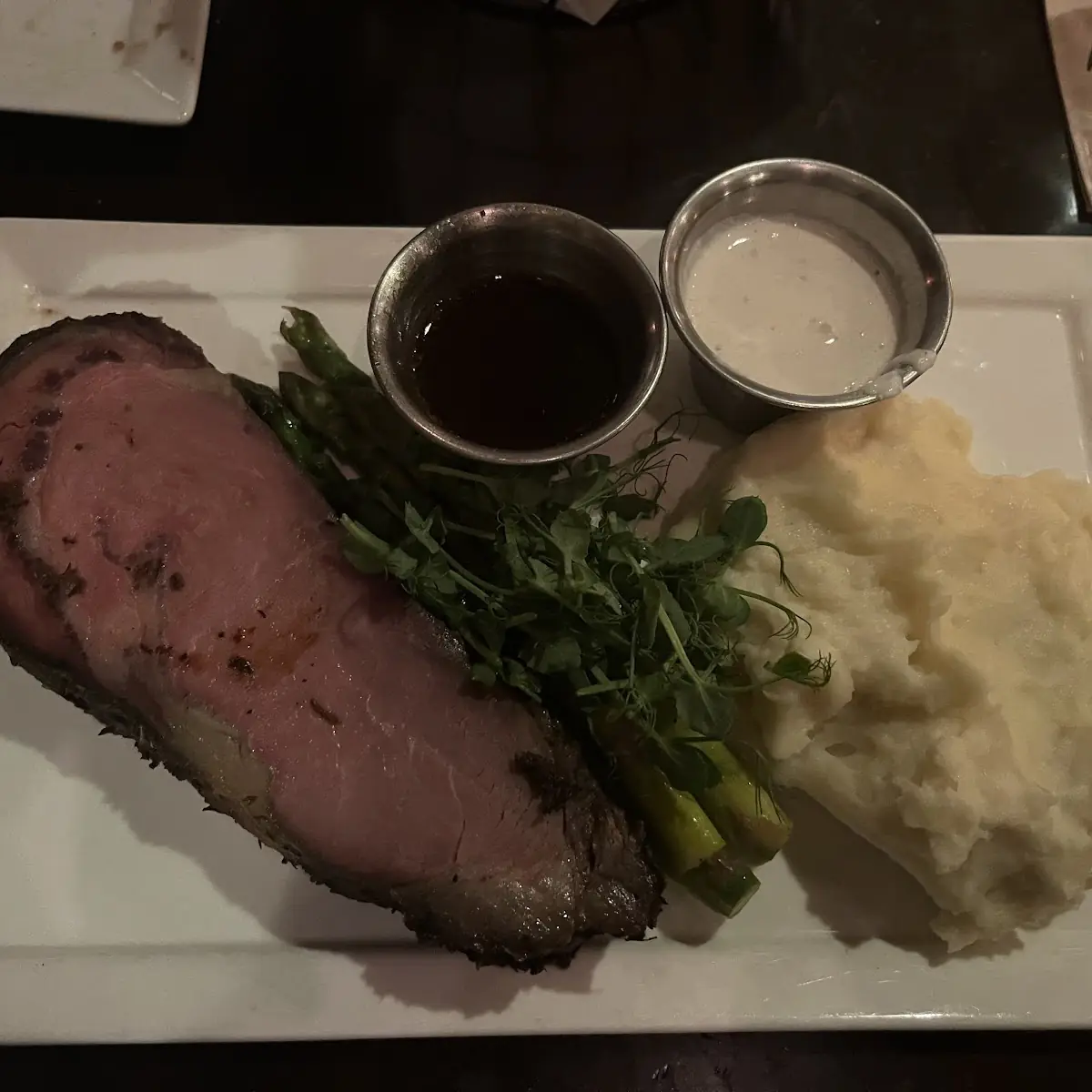 Prime Rib Asparagus and Mashed Potatoes