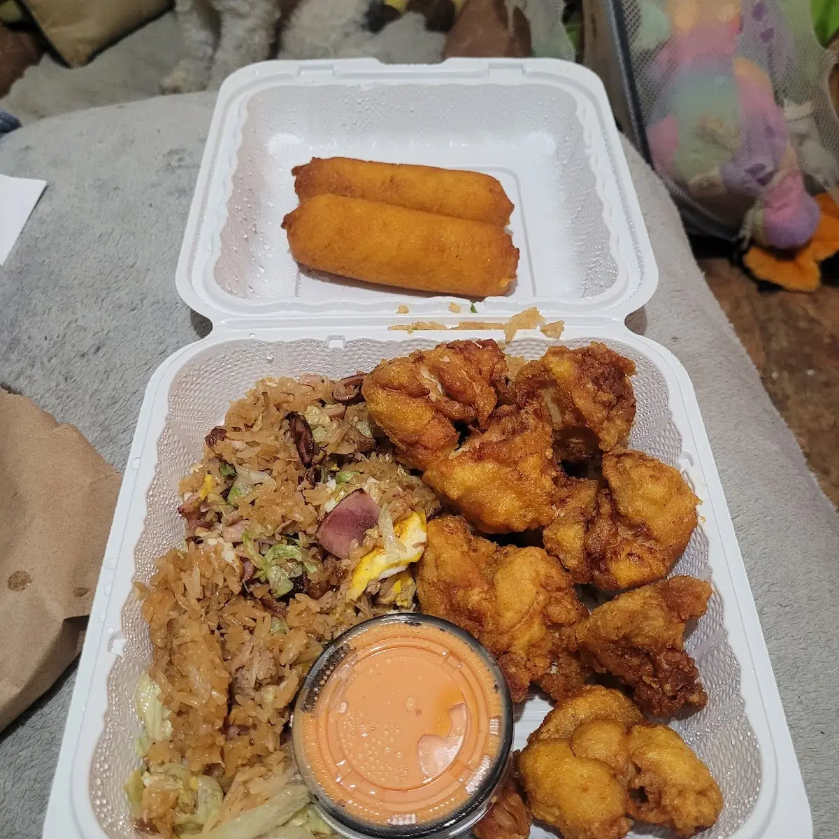 Chombo Fried Rice w Fried Chicken & Sorullitos