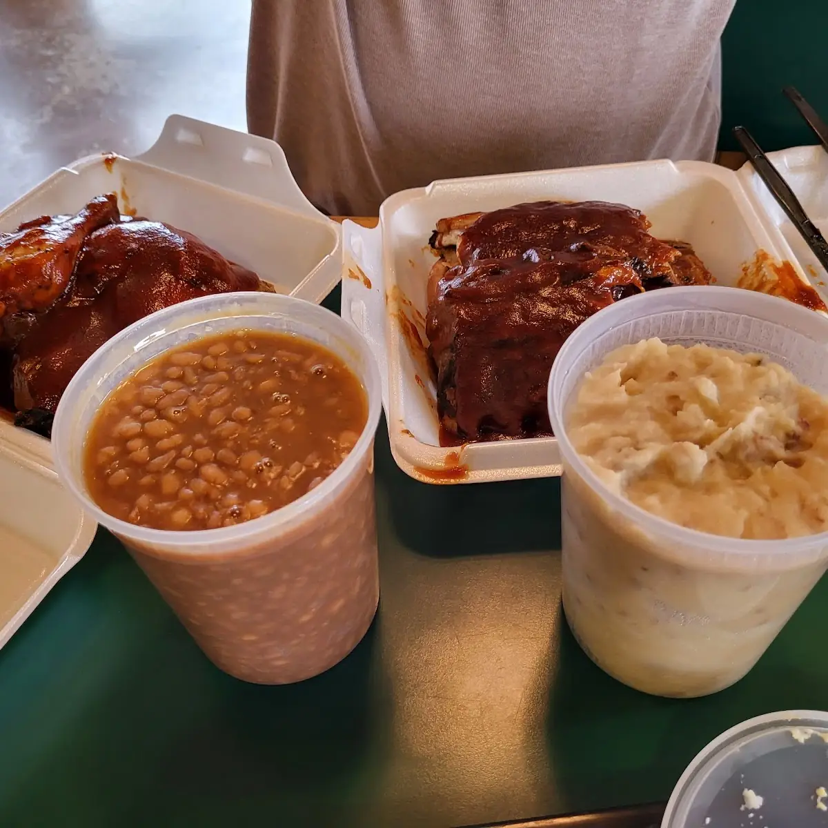 Ribs Baked Beans and Potato Salad