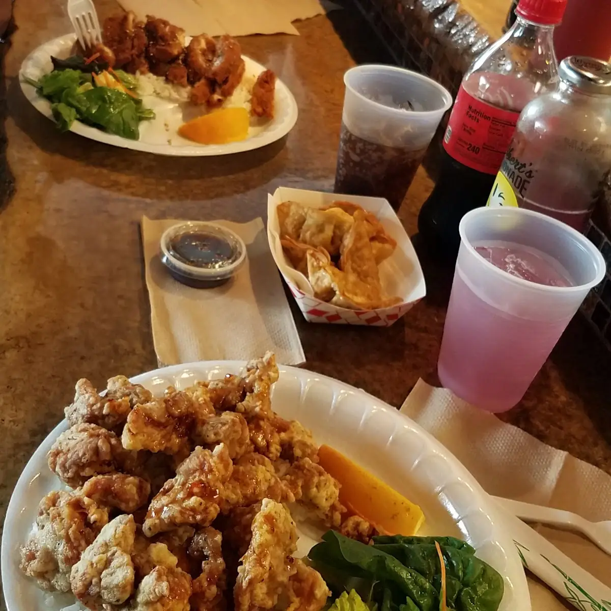 Deep Fried Spicy Chicken and Sesame Chicken and Don't Forget the Pot-Stickers