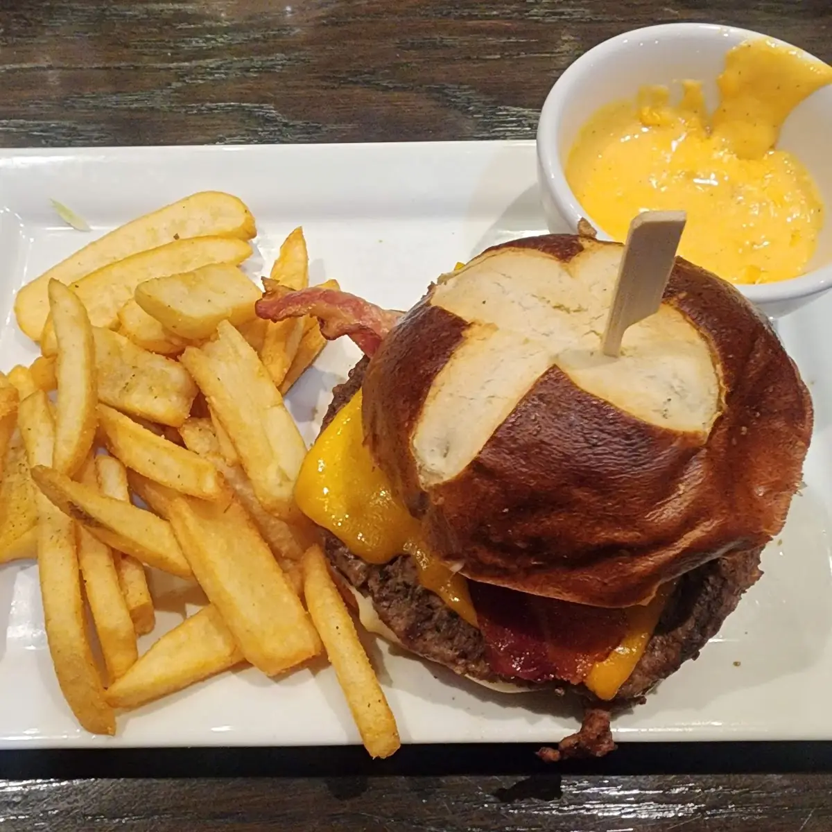 Pretzel Bacon Beer-Cheese Burger