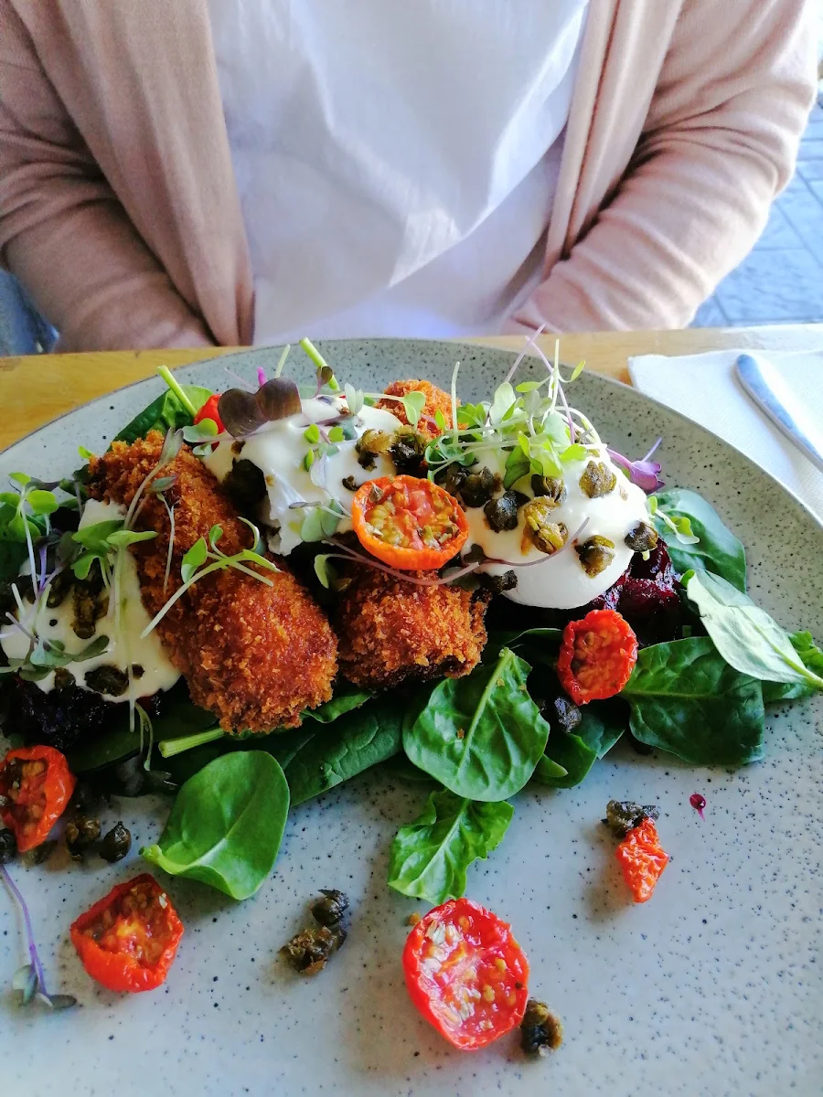 Hot Smoked Salmon & Feta Croquettes, Daark Espresso