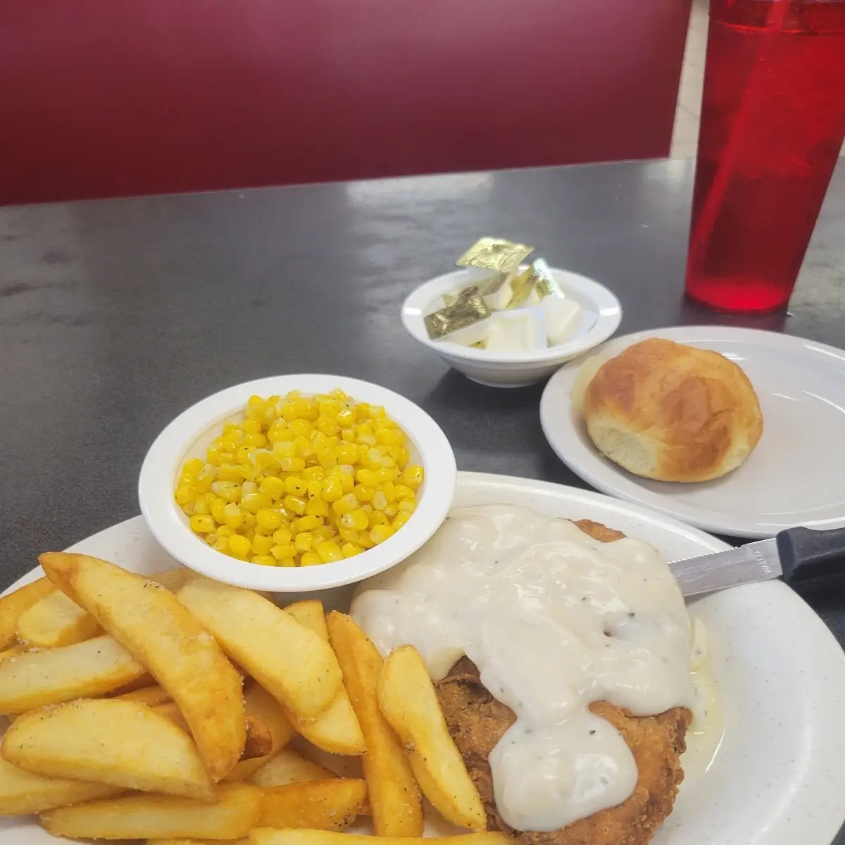 Deep Fried Steak with Sides