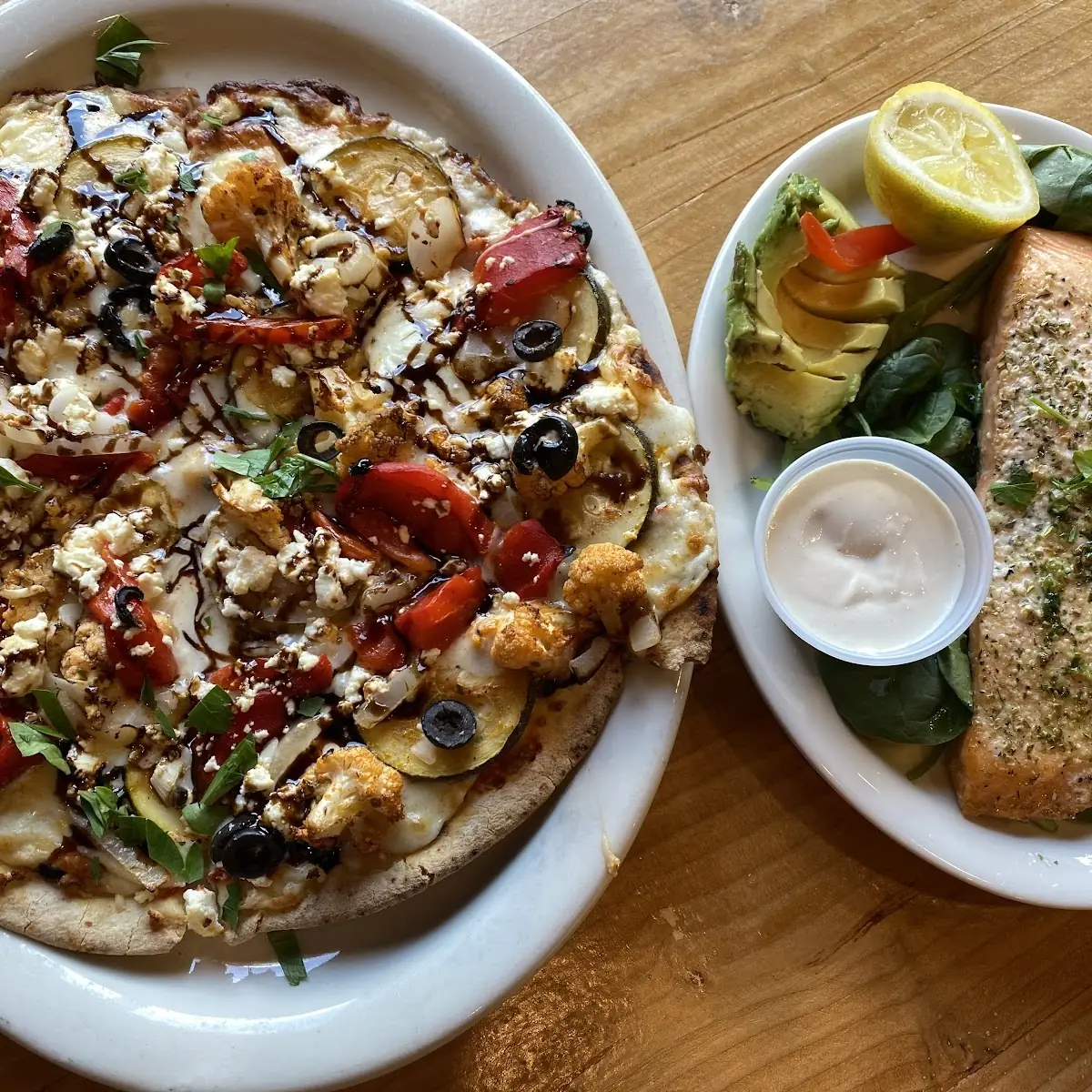 Veggie Pizza and Salmon Appetizer