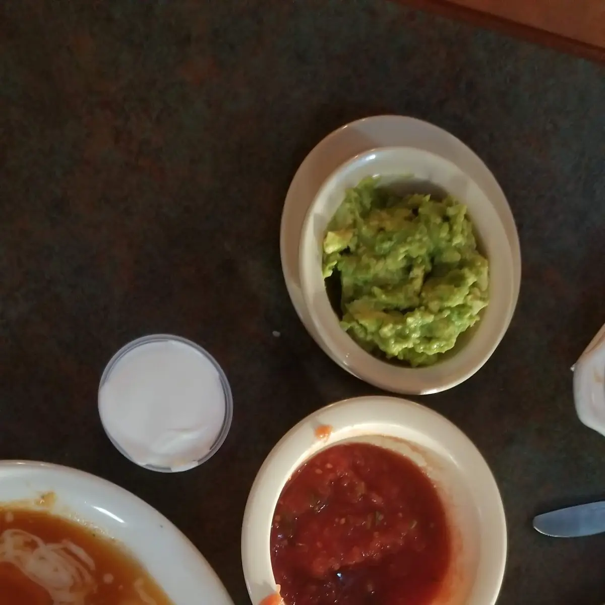 Chicken Enchiladas and Chips Salsa and Guacamole