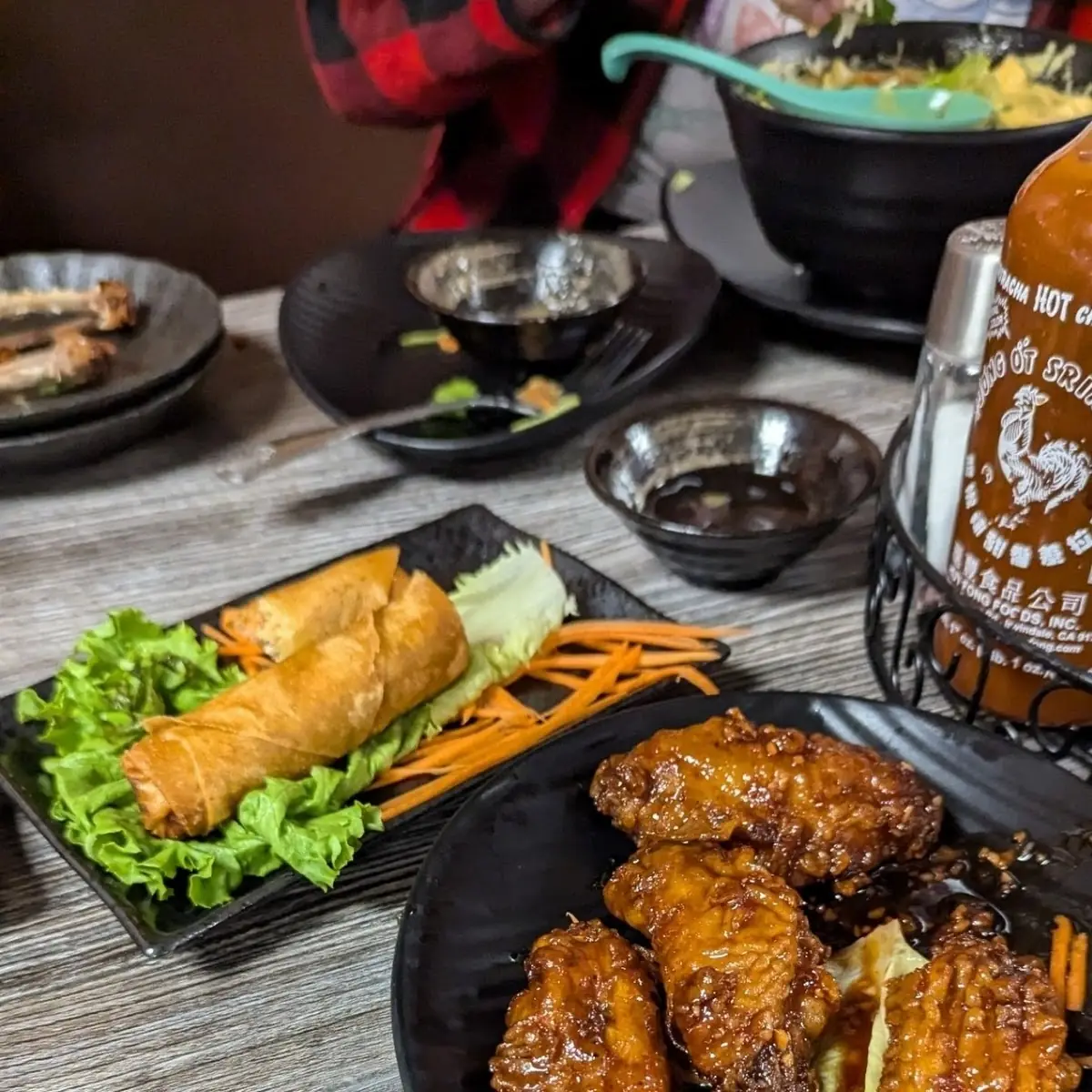 Chicken Wings and Egg Rolls