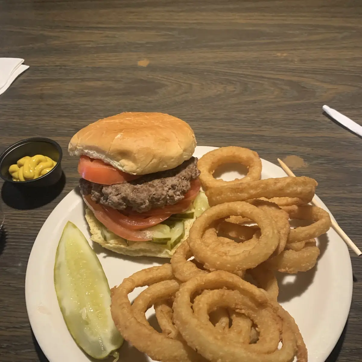 Burger with Onion Rings