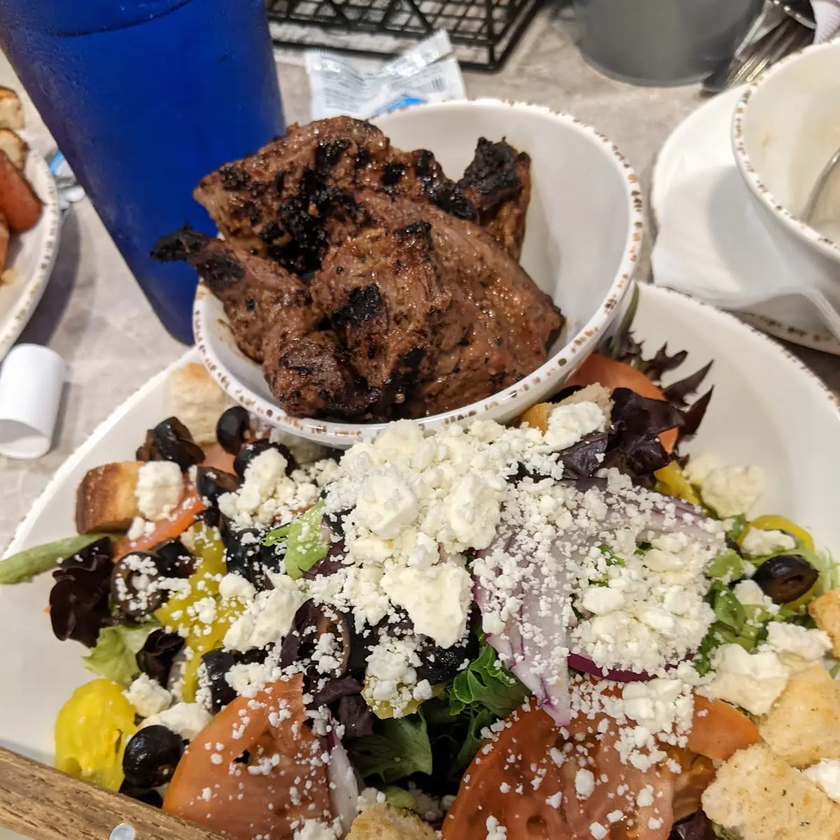 Greek Salad with Steak Tips