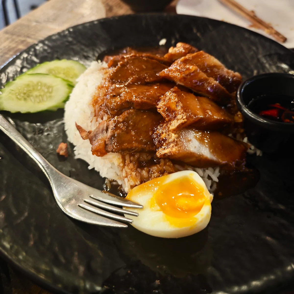 BBQ Pork on Rice, Show Neua Thai Street Food
