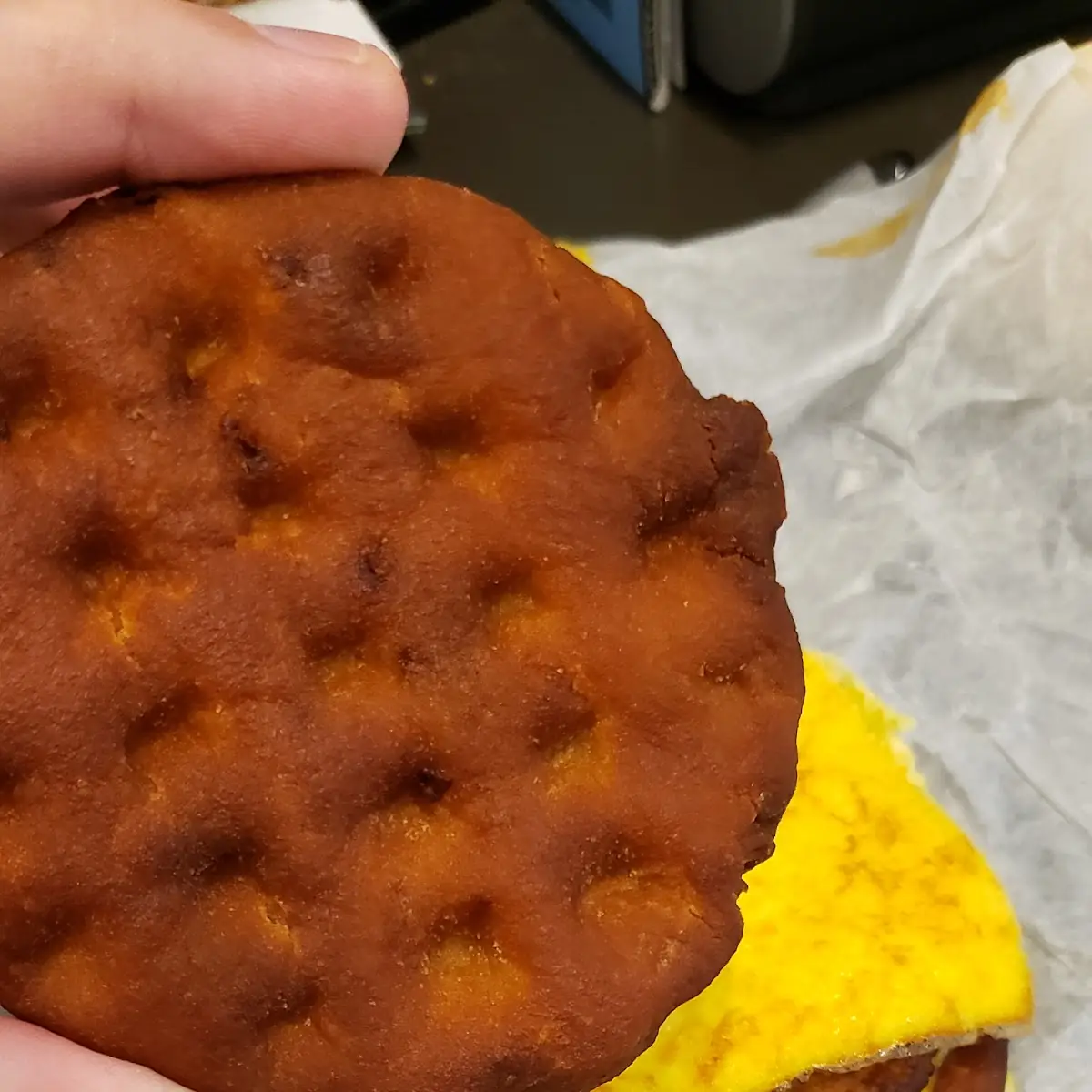 Burnt Waffle Breakfast Sandwich
