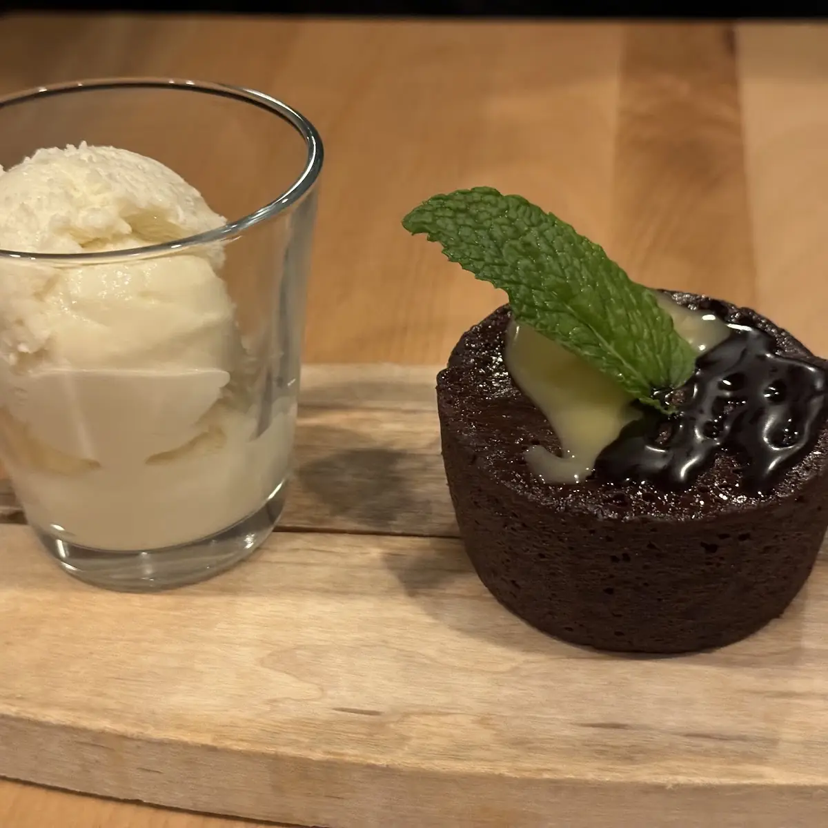 Flourless Chocolate Cake with Vanilla Ice Cream