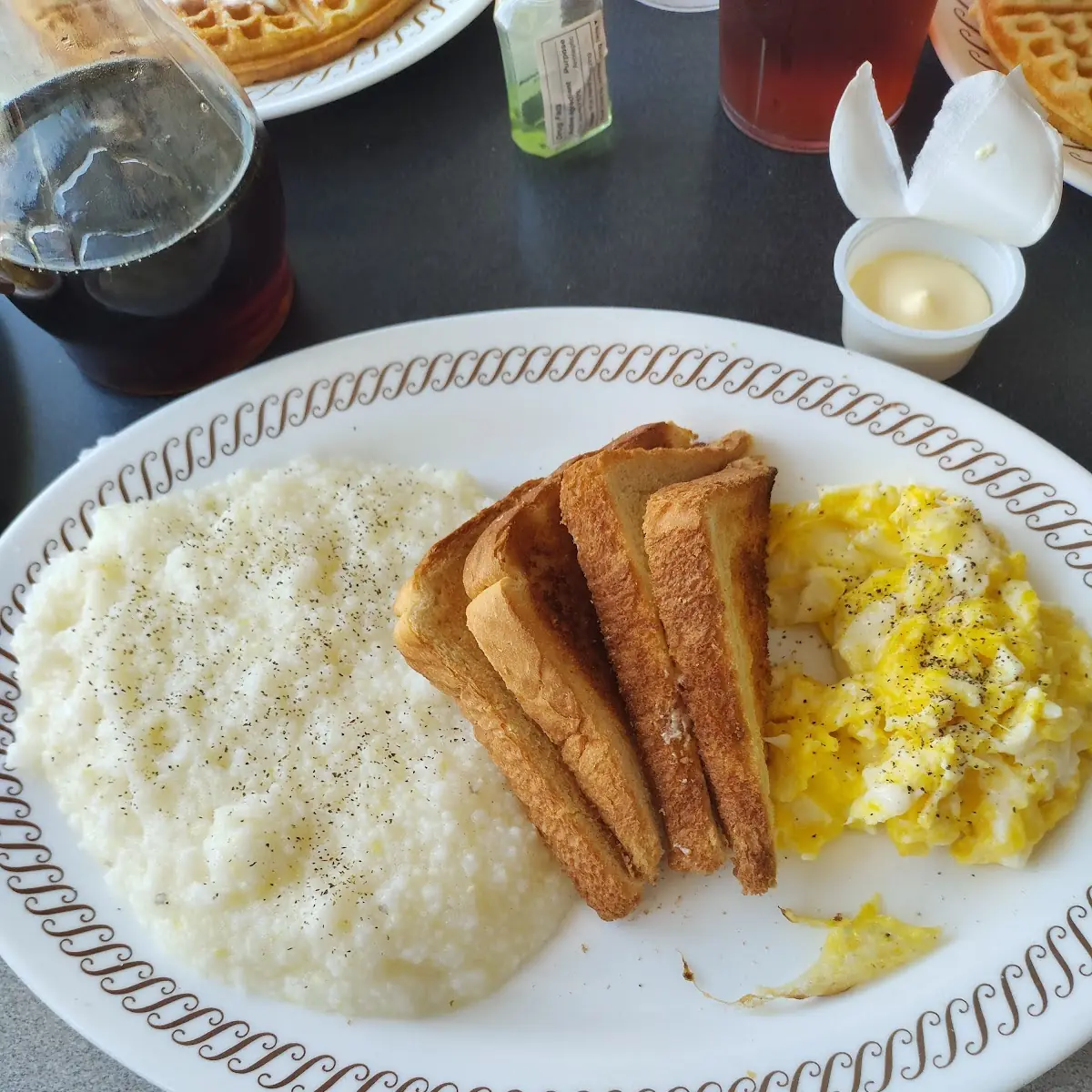 Grits and Toast and Eggs Scrambled Soft