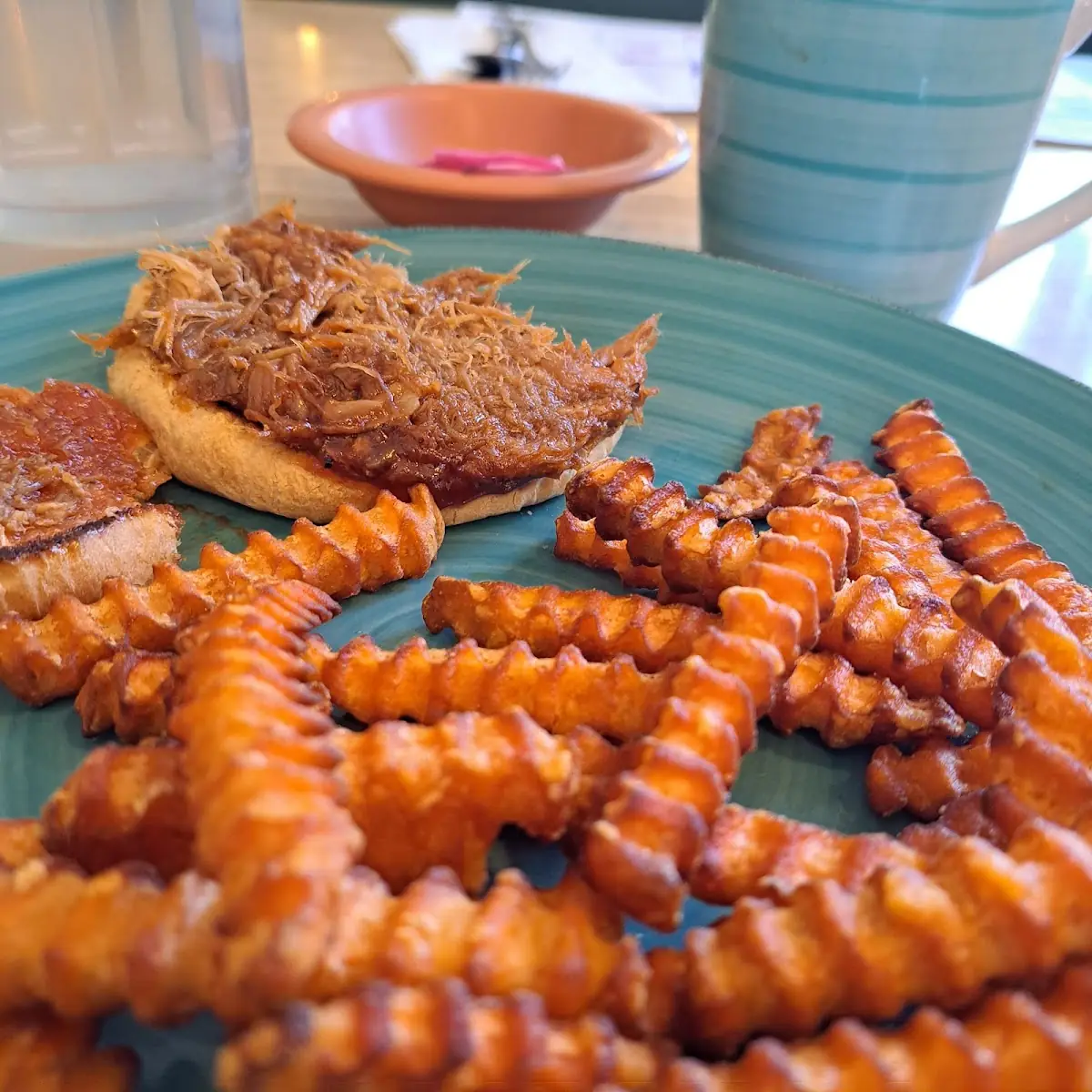 Pulled Pork Sandwich and Sweet Potato Fries