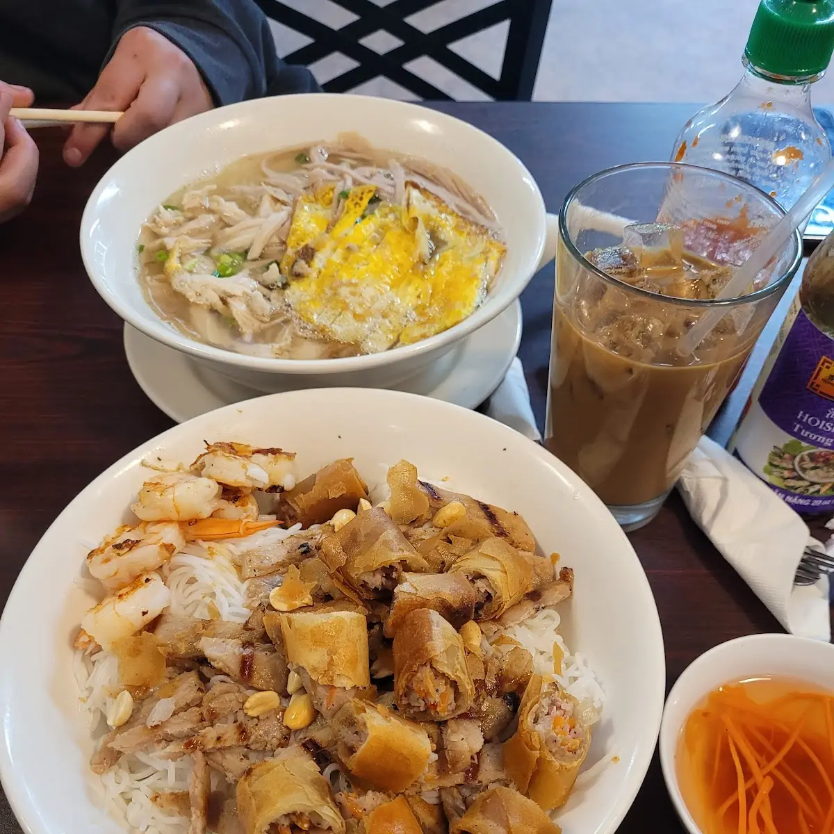 Egg Roll and Shrimp Pho