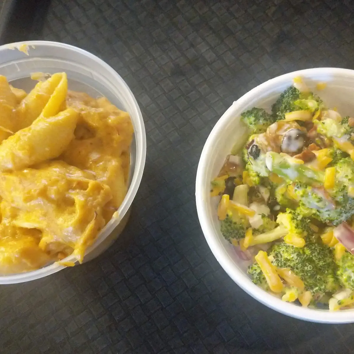 Pulled Pork Mac and Cheese and Broccoli Salad