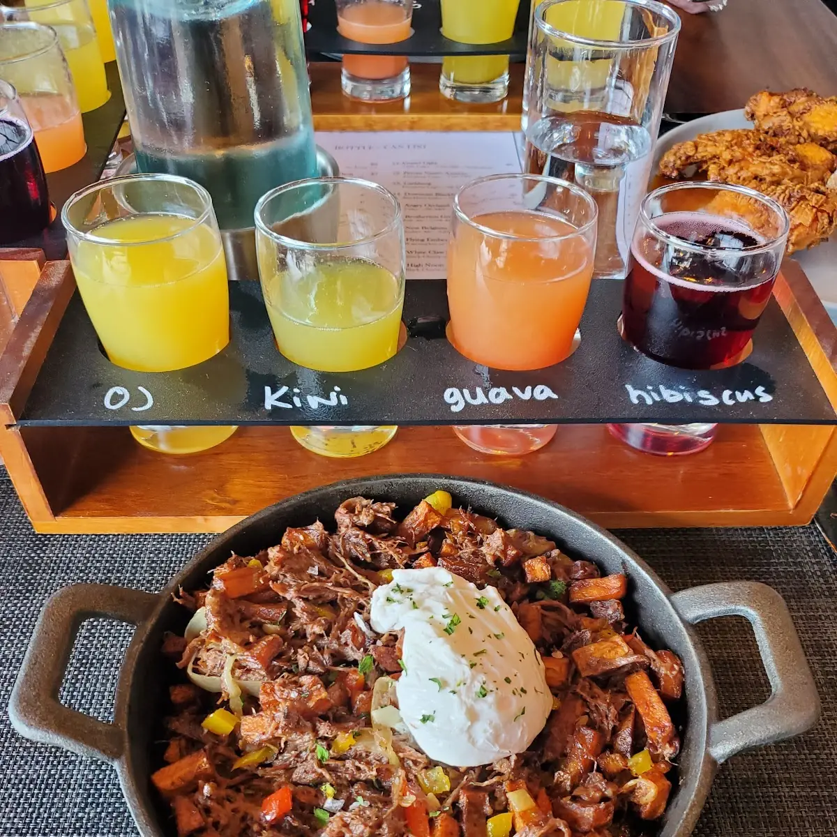 Short Rib Sweet Potato Breakfast Hash and Mimosa Flight