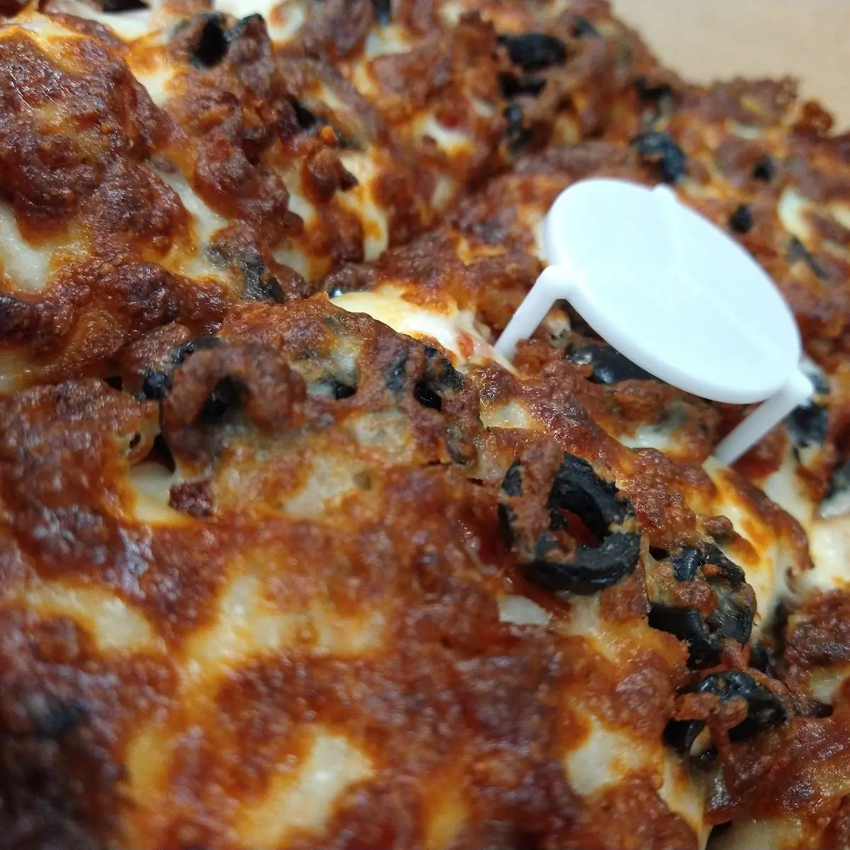 Double Cheese Double Pepperoni Regular Bacon Regular Olives Large Deep Dish Pizza