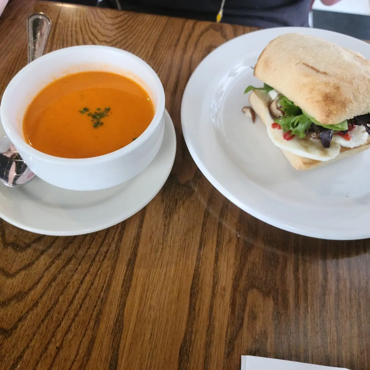Lobster Bisque and Sandwich
