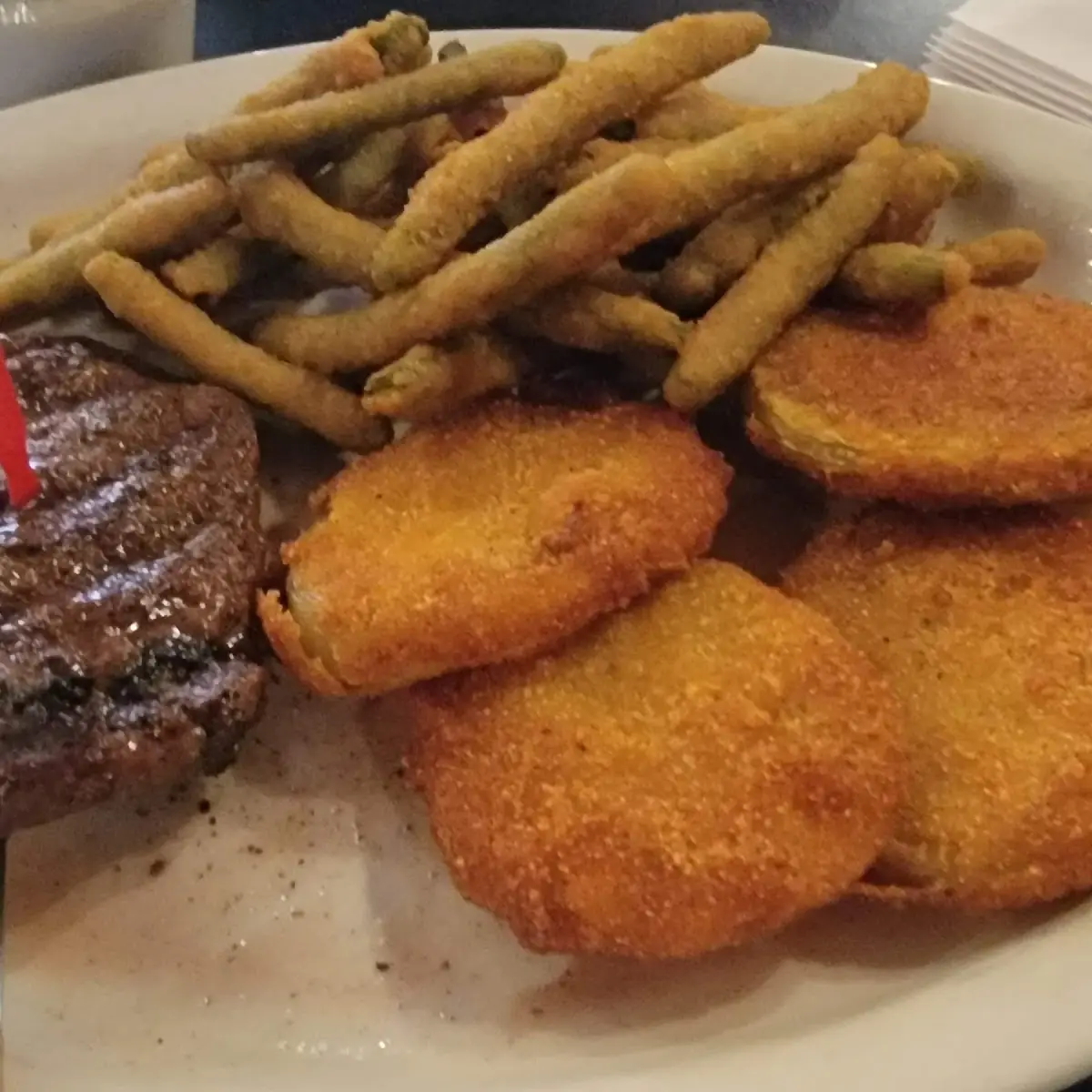 Steak Fried Green Beans & Fried Green Tomatoes