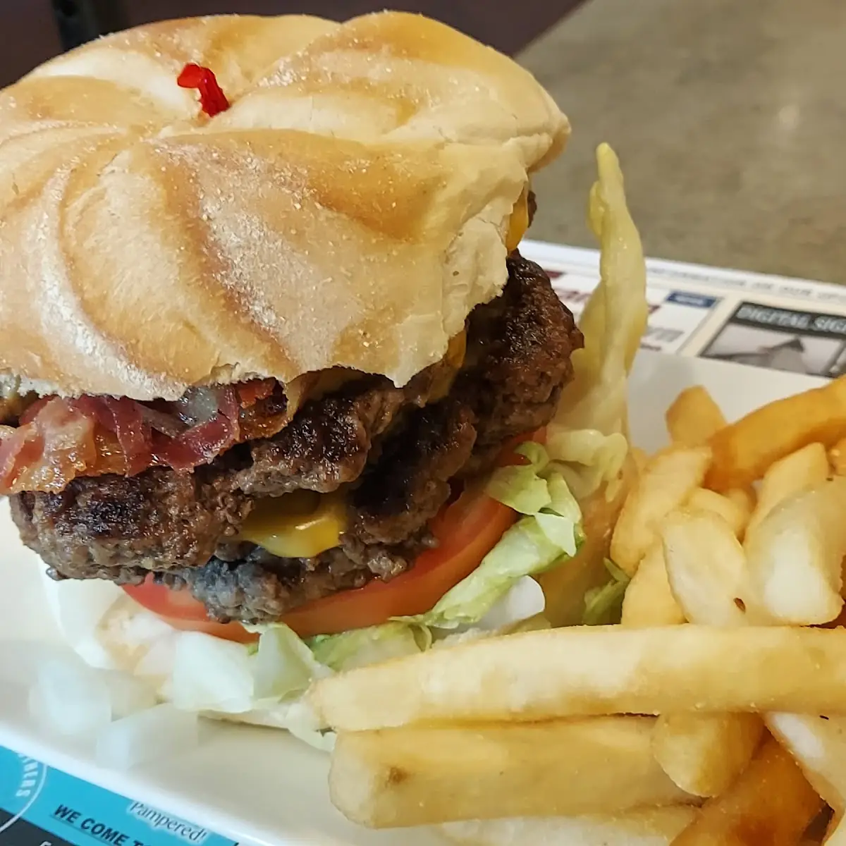 Double Bacon Cheeseburger and Fries