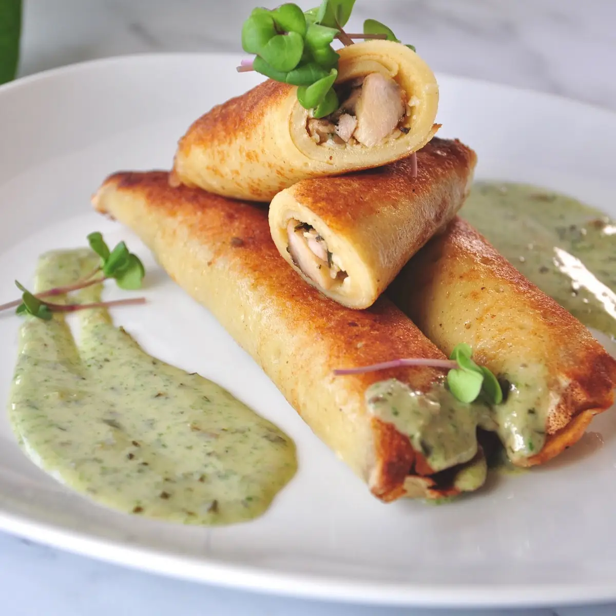 Spinach Artichoke and Brie Crepes