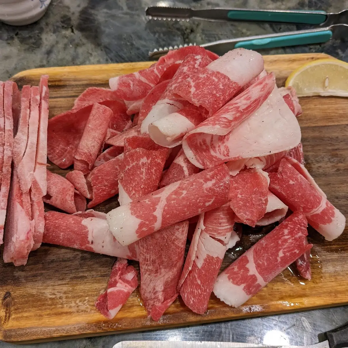 Sliced Beef Brisket and Pork Belly