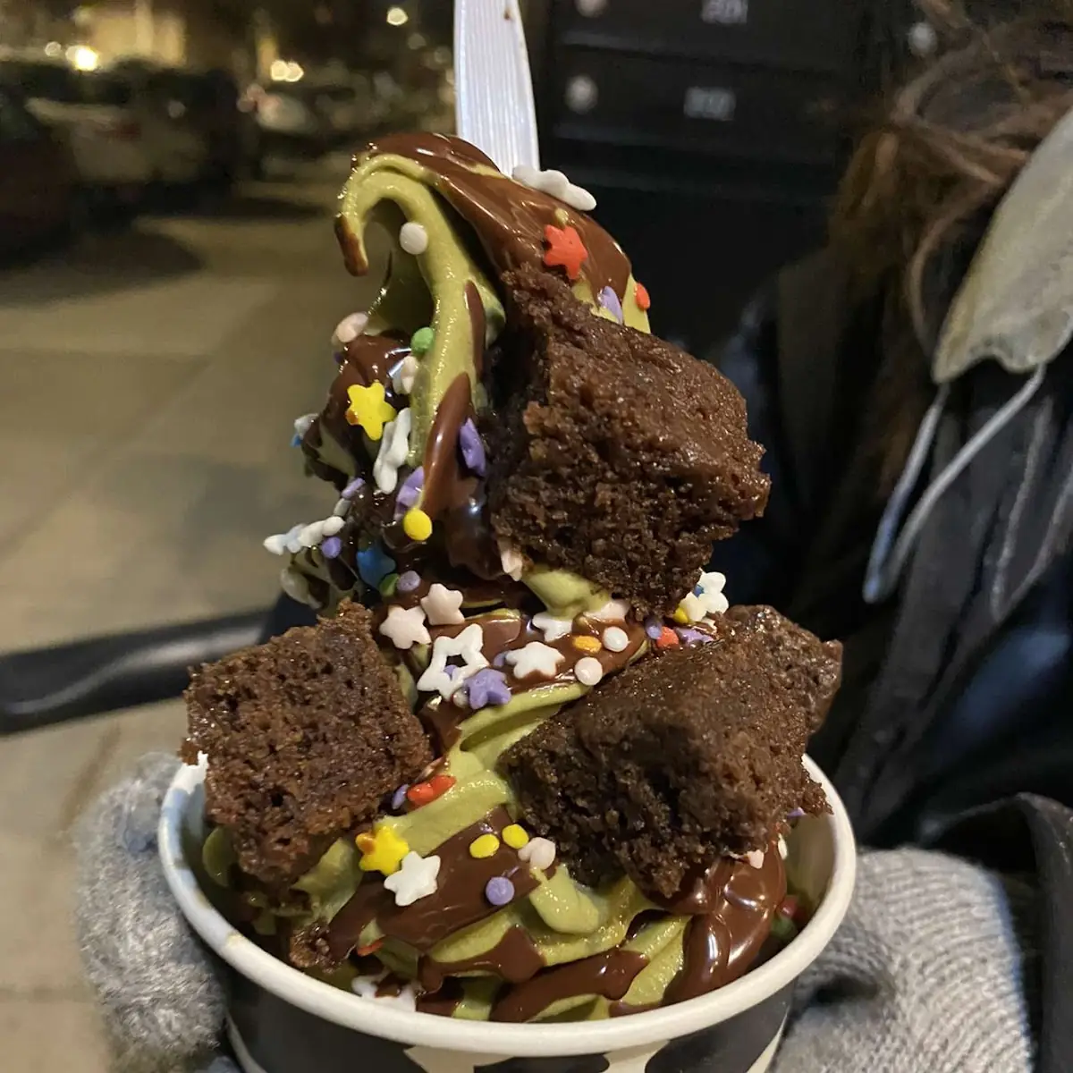 Chocolate Cake Sundae Matcha Soft Serve
