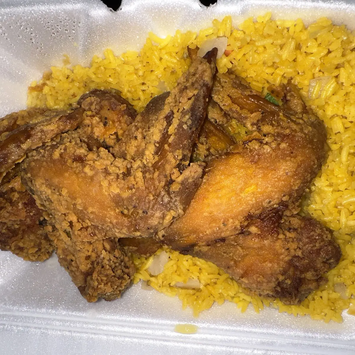 Fried Chicken Wings and Fried Rice