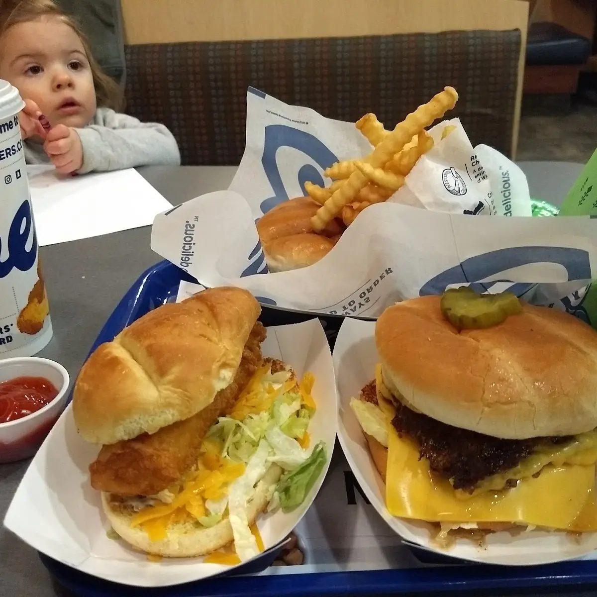 Double Cheeseburger Cod Sandwich French Fries