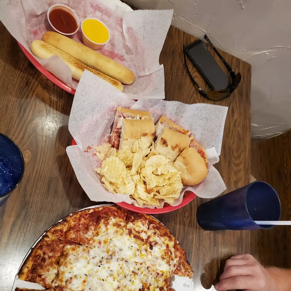 Pizza Ham and Cheese Sandwich and Breadsticks