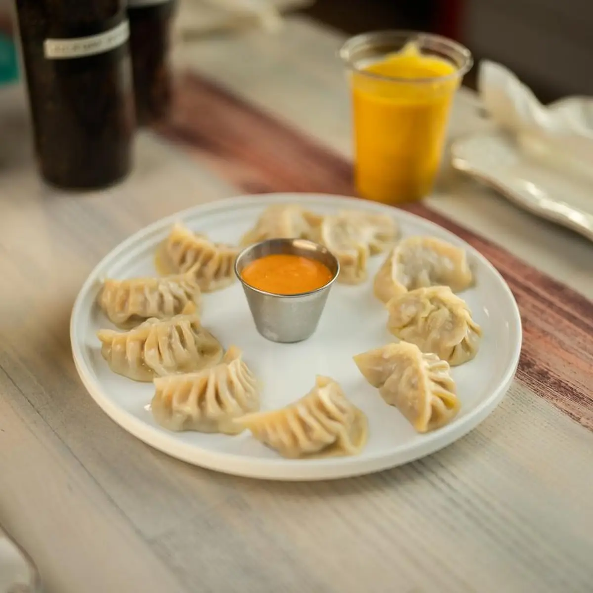 Steamed Momos with Dipping Sauce