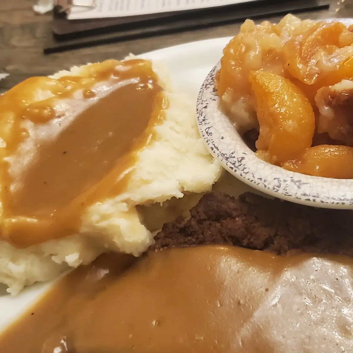 Hamburger Steak MP's Peach Cobbler