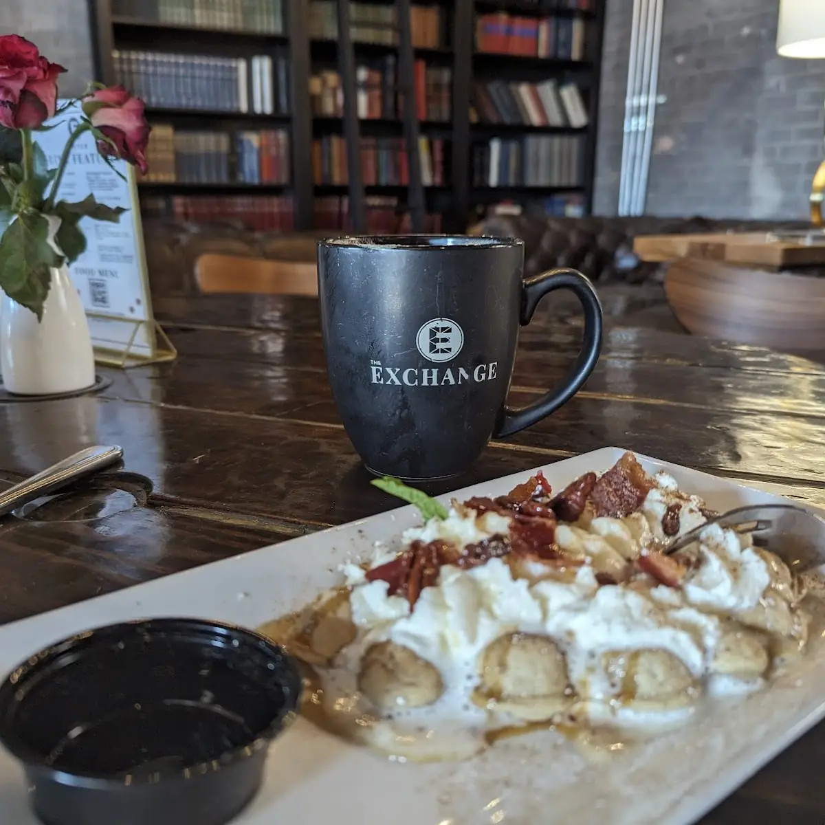 Loaded Cinnamon Roll Waffle with Ice Cream on Top