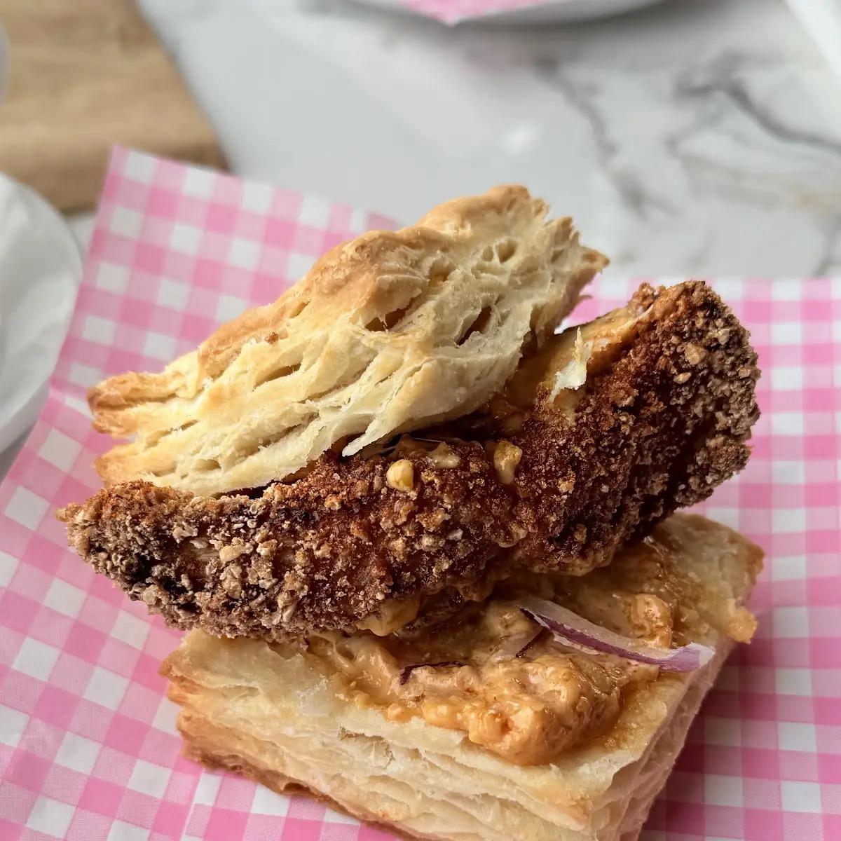 Fried Chicken Biscuit with Pimento Cheese