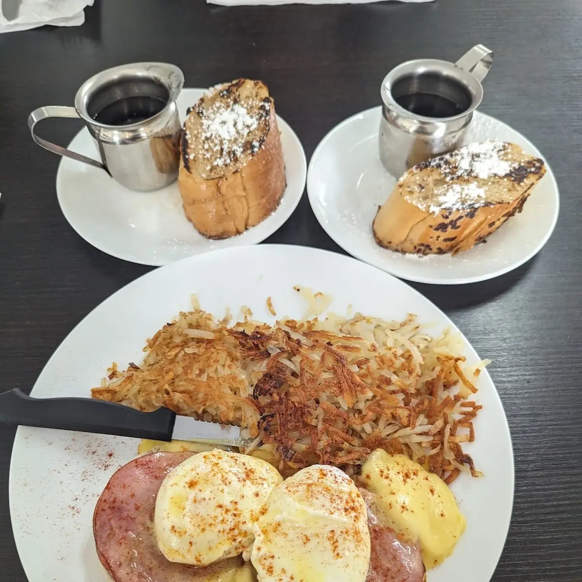 Eggs Benedict and 2 Slices of French Toast