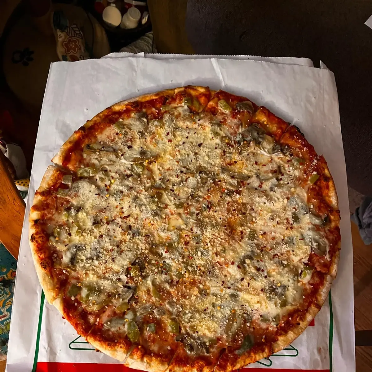 Green Pepper and Mushroom Pizza
