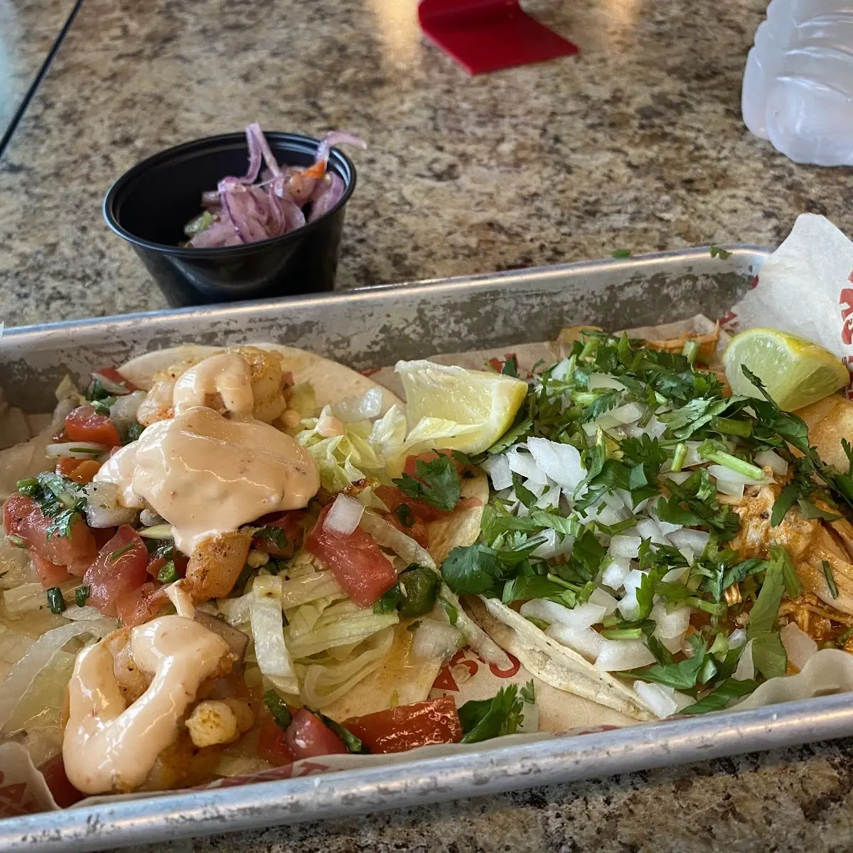 Street Tacos Shrimp Pulled Chicken