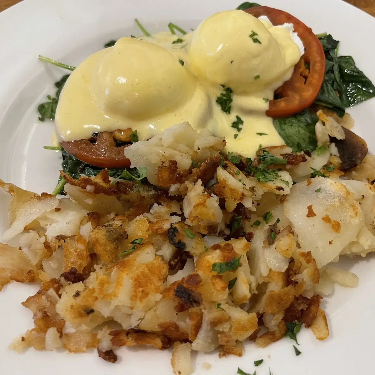 Crab Cake Benedict with Home Fries
