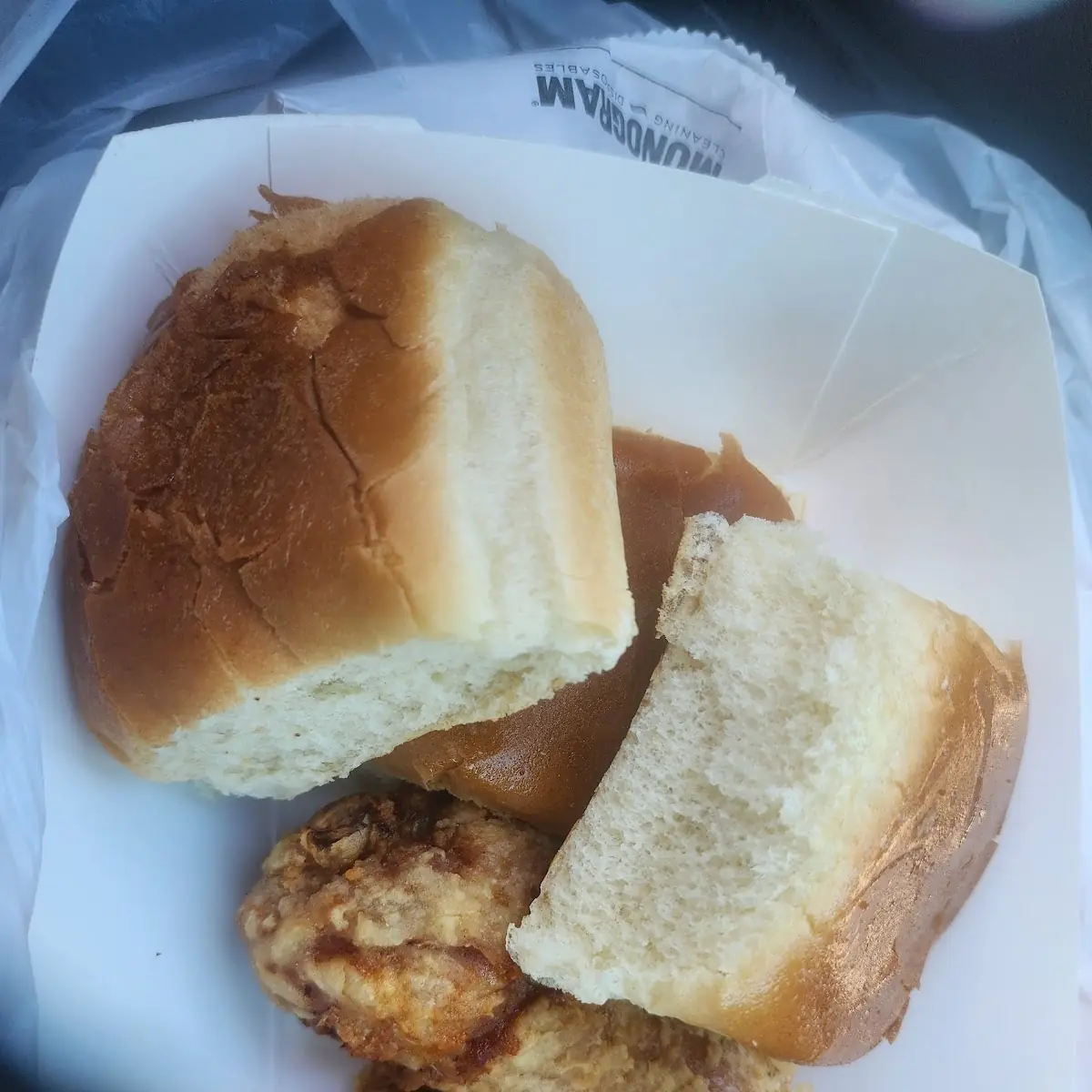 Fried Chicken and Dinner Rolls