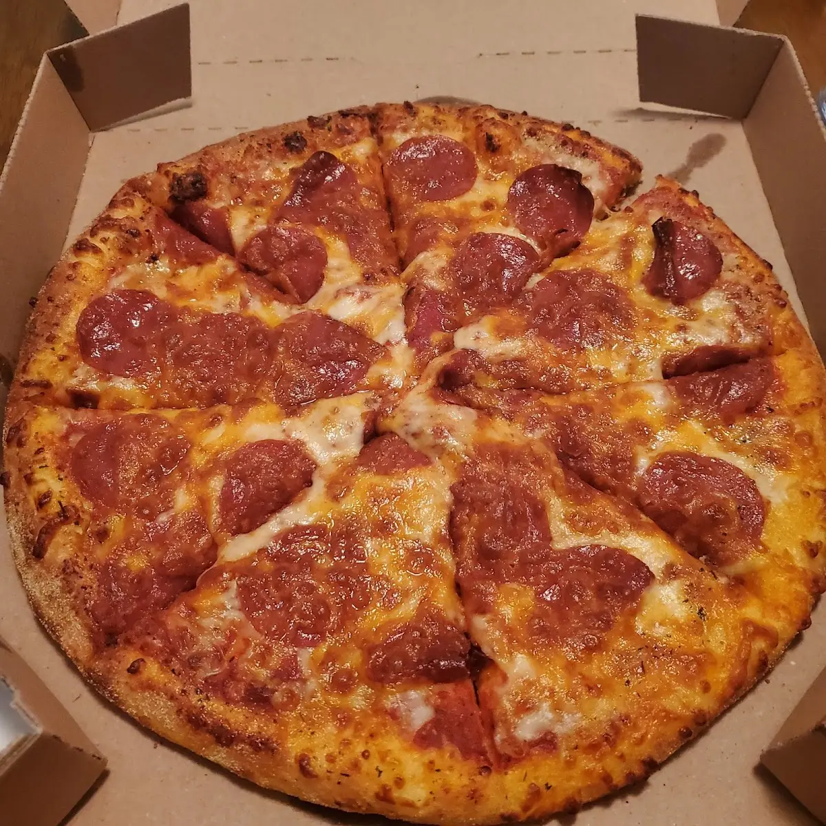 Pepperoni and Cheddar Cheese Pizza