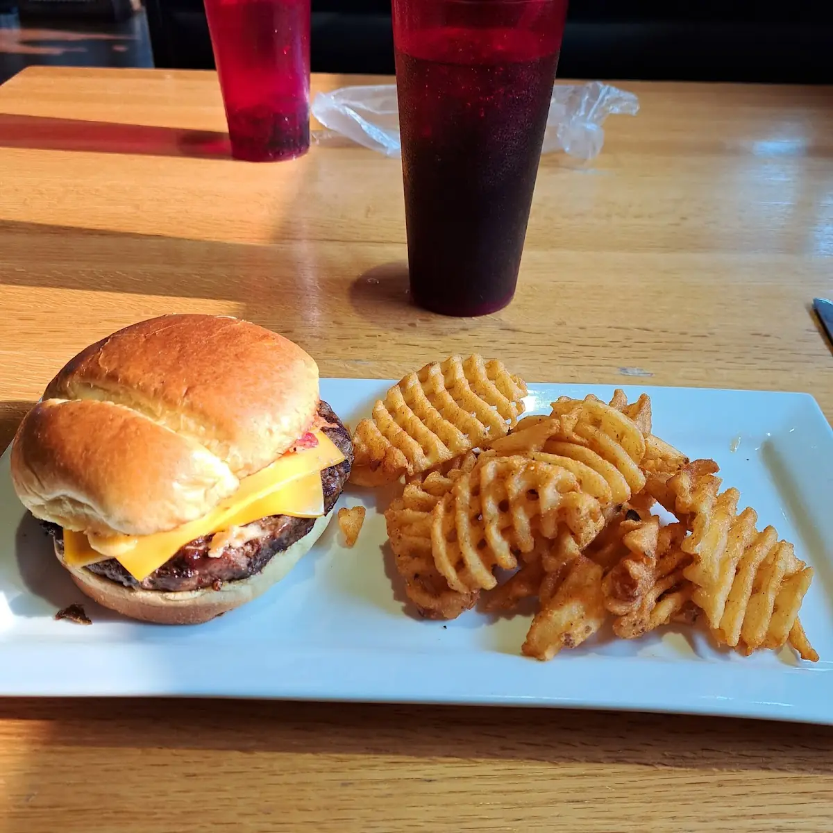 Waffle Fries with Cheeseburger