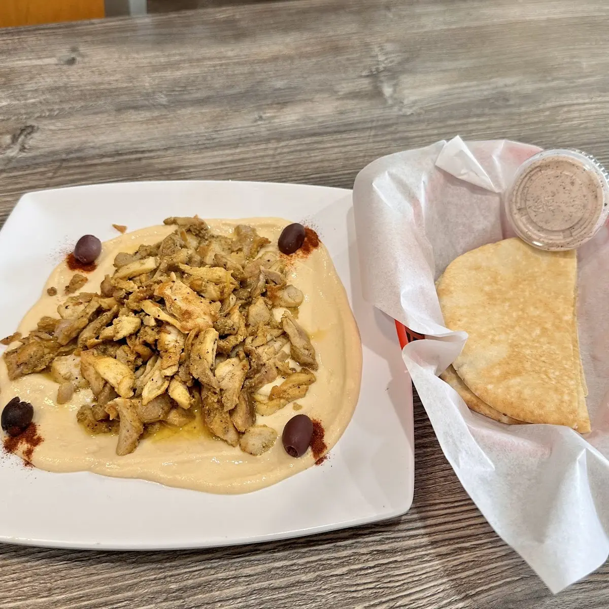 Chicken Shawarma and Hummus Plate