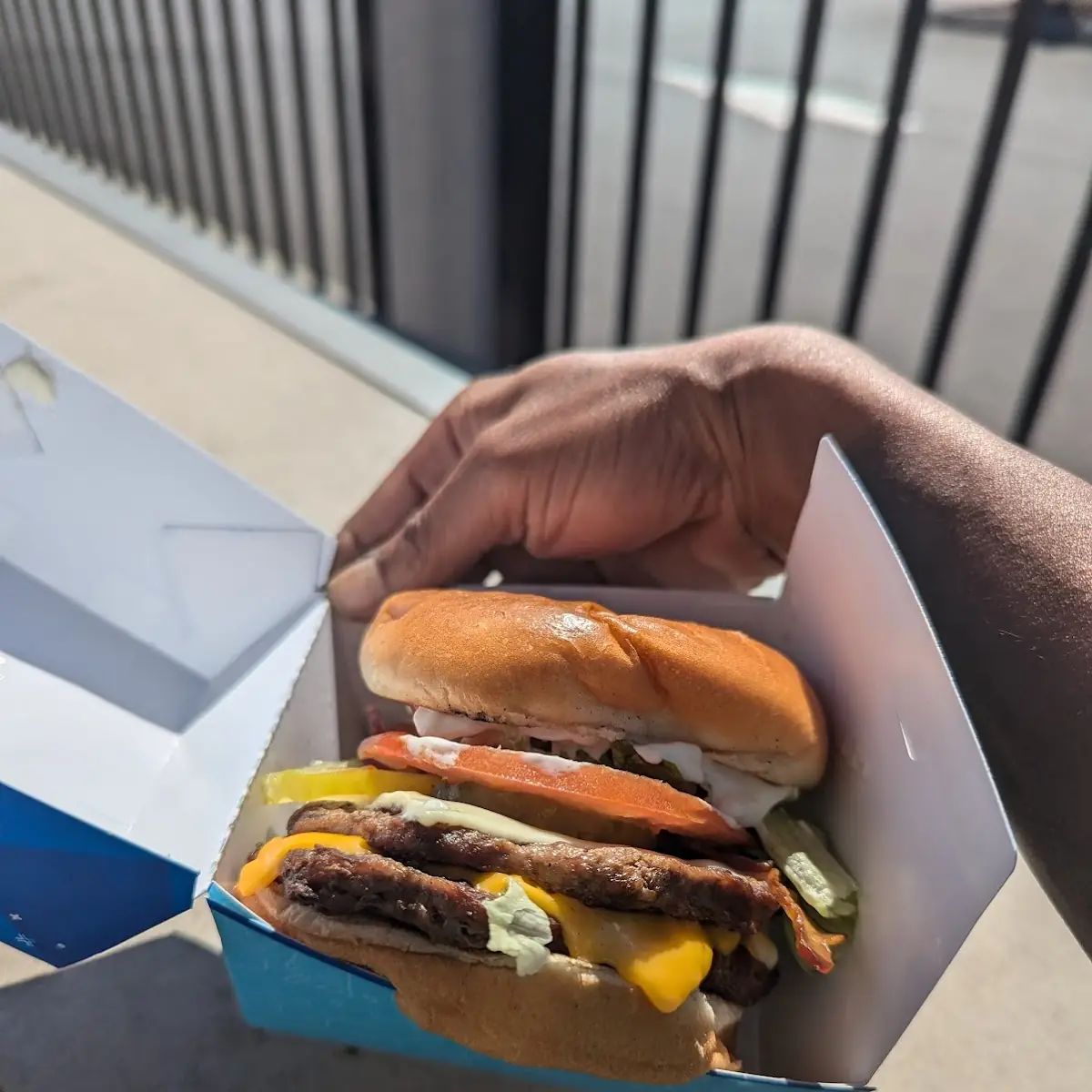 Bacon Double Cheeseburger with Two Types of Cheese