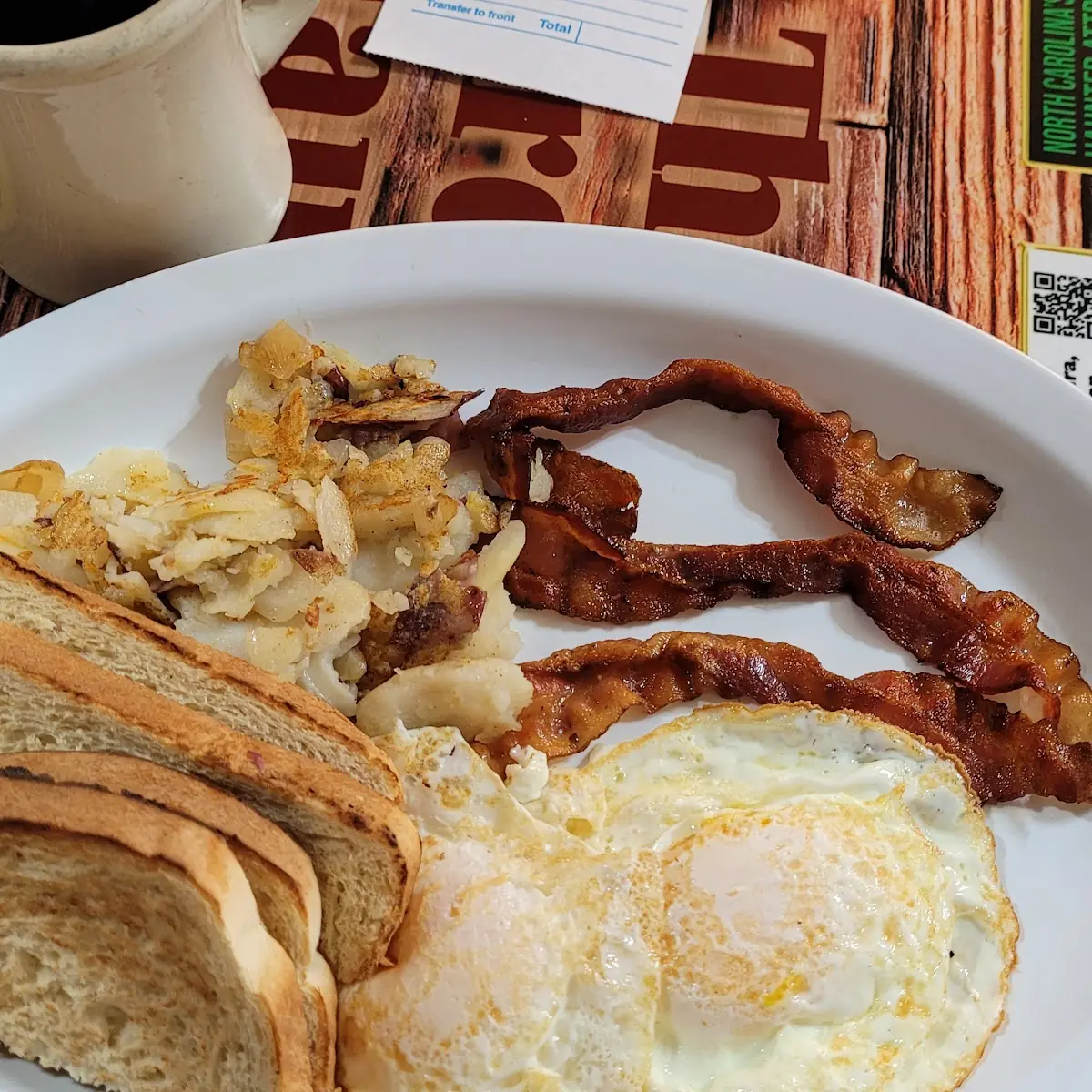Eggs Bacon Toast Hash Browns