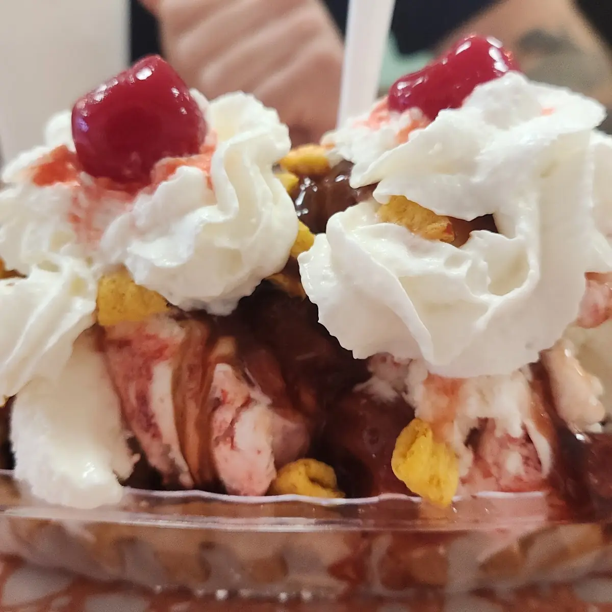 Chocolate Covered Strawberry Waffle Tree with Strawberry Cheesecake Ice Cream