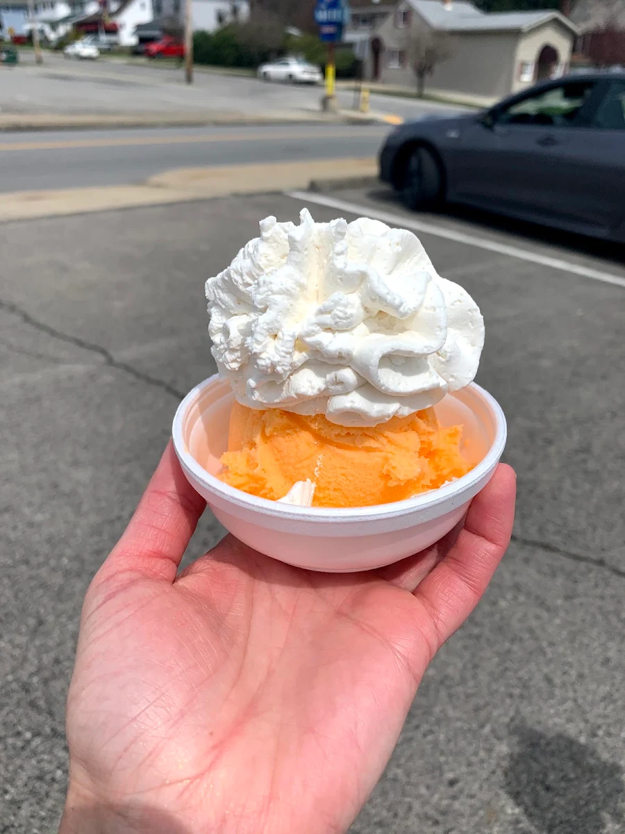 Orange Sherbet with Whipped Cream
