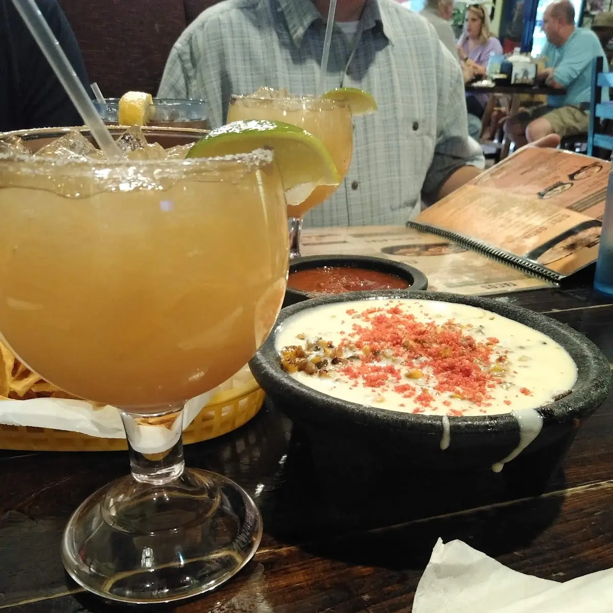 Corn Queso and Top Shelf Margarita